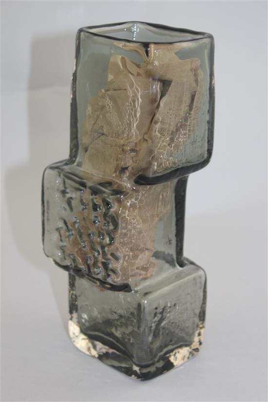 A Whitefriars pewter glass drunken bricklayer vase, designed by Geoffrey Baxter, 21.5cm